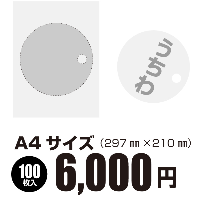 A4サイズ(297mm×210mm 100枚入 4,500円)
